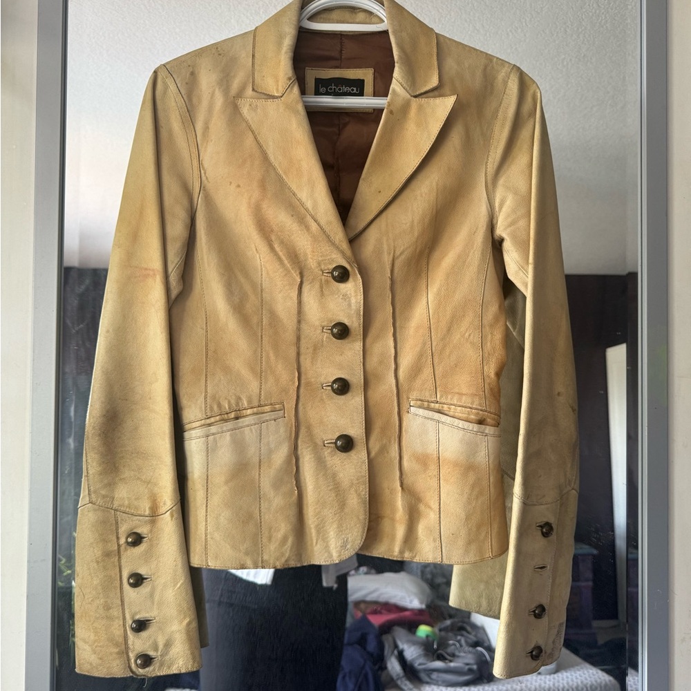 Real genuine butter soft leather Women's Tan Blazer